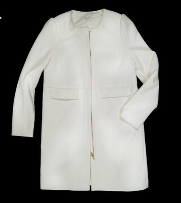 H&M ecru klasyczny płaszcz elegancki 36