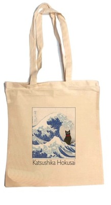 Eko torba Wielka fala w Kanagawie i kot Hokusai koty kocur
