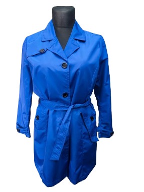Damart płaszcz klasyczny trencz niebieski wiosenny 44