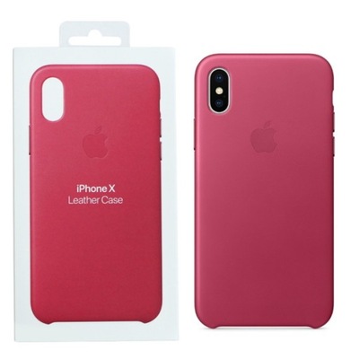 ORYGINALNE ETUI SKÓRZANE POKROWIEC APPLE iPhone X RÓŻOWE PINK FUCHSIA