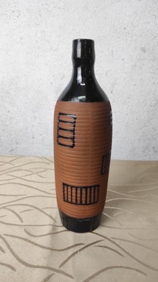 ceramiczny dzbanek wazon butelka brązowy czarny