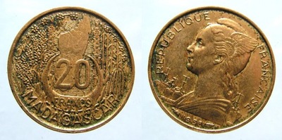 8317. MADAGASKAR, 20 FRANKÓW, 1953.