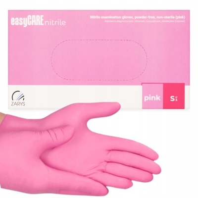 Rękawice RĘKAWICZKI nitrylowe mocne easyCARE Różowe Pink 100szt. Rozmiar S
