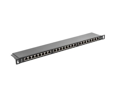 Lanberg Patch Panel 24 Port 0.5U Kat.6 czarny ekranowany