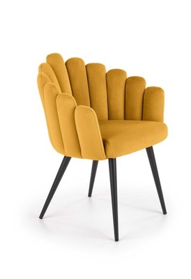K410 krzesło musztardowy velvet, muszla, tapicerowane, nowoczesne,