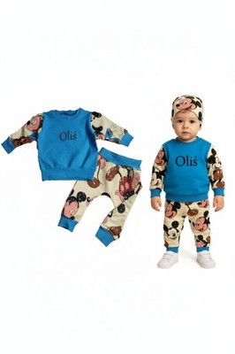 MYSZKA MIKI DRES KOMPLET DLA CHŁOPCA SPODNIE BLUZA IMIĘ 86