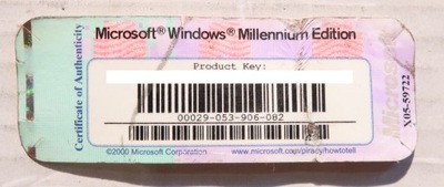 Naklejka Windows Millenium Edition klucz