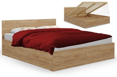 Łóżko sypialniane 140x200 cm materac i pojemnik
