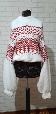 Fobya sweter zimowy świąteczny szeroki rękaw wzór norweski S-M