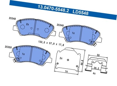 13.0470-5548/ate тормозные колодки тормозной. hyundai i20 14- перед ate фото №1