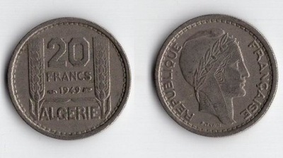 ALGIERIA FRANCUSKA 1949 20 FRANCS