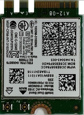 Karta Modem WIFI Intel Dual Band Wireless-AC 3160 3160NGW FRU 04X6076 1420
