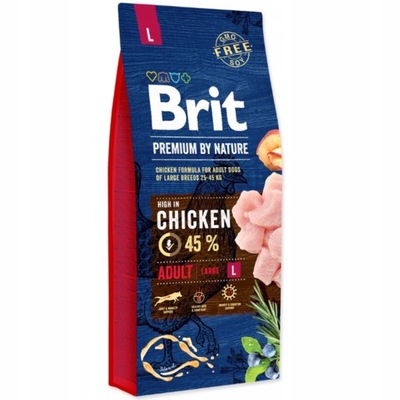 Suché krmivo pre psov Brit Premium by Nature Adult L kurča 15 kg