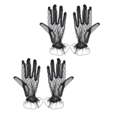 Przezroczyste rękawiczki Przezroczyste czarne rękawy Lolita 2 pary