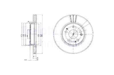 DELPHI ГАЛЬМІВНІ ДИСКИ ГАЛЬМІВНІ 2 ШТУКИ. ПЕРЕД MERCEDES 124 W124 E A124 E C124 E