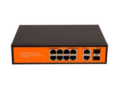 Switch PoE 8+2+2 do kamer IP FULL GIGABIT 120W SFP