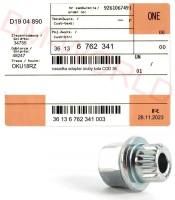 nowa oryg. nasadka adapter śruby koła BMW 36 z ASO