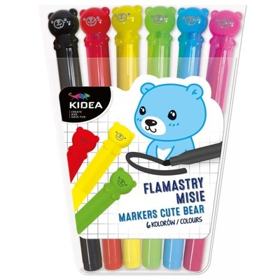 FLAMASTRY MISIE 6 KOLORÓW KIDEA, DERFORM