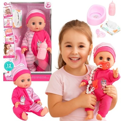 LALKA SIKAJĄCA BOBAS Z DŹWIĘKIEM NOCNIKIEM AKCESORIAMI PIJE I SIKA 30CM