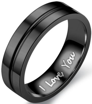 Czarny Pierścionek I Love You Sygnet Black Ring