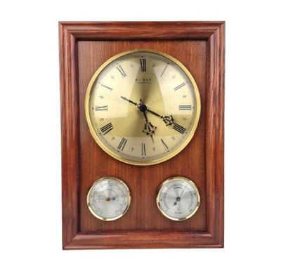 Zegar ścienny kwarcowy Weimar z barometrem i higrometrem Niemcy Vintage