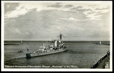 Krążownik Kriegsmarine Karlsruhe Osternothafen Świnoujście obieg II WŚ