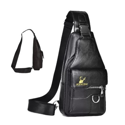 MĘSKA TORBA NA KLATKĘ PIERSIOWĄ TORBA NA RAMIĘ CROSSBODY ZE SKÓRY CZARNE