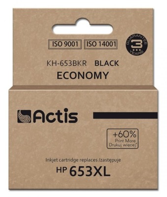 Actis KH-653BKR Tusz (zamiennik HP 653XL 3YM75AE; Premium; 20ml; 575 stron;