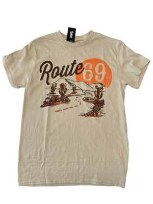 Beżowa koszulka z nadrukim "ROUTE 66" T-shirt SPENCER'S. S