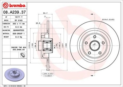 BREMBO 08.A239.37 ДИСК ТОРМОЗНОЙ