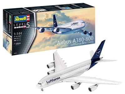Model na zlepenie. Airbus A380-800 Lufthansa New Livery, 1:144