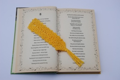 Zakładka makrama do książki, kolor żółty