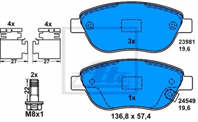 ZAPATAS DE FRENADO PARTE DELANTERA FIAT 500L 2012-  