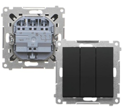 Simon 55 ŁĄCZNIK POTRÓJNY (MODUŁ) 10 AX 250 V~ CZARNY MAT