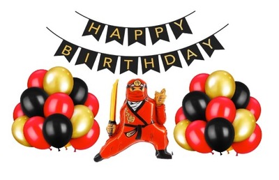Balony na urodziny Ninja Wojownik Zestaw Baner Prezent dla Wojownika