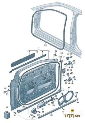 Набор элементов крепёжных дверь передние audi a8 d5 aso оригинал новый фото №1
