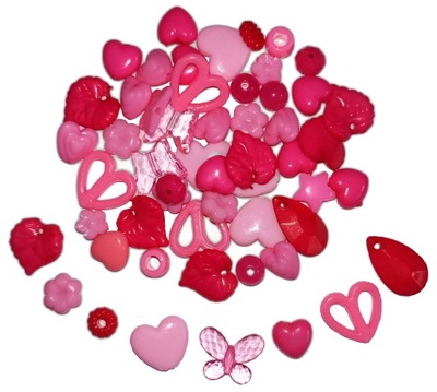 MIKS ZESTAW KORALIKÓW 100SZT RÓŻNE WZORY RÓŻOWE