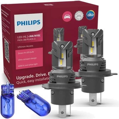 LUCES DIODO LUMINOSO LED H4 PHILIPS ACCESS 6000K NISSAN NAVARA NOTE PATHFINDER II 3  