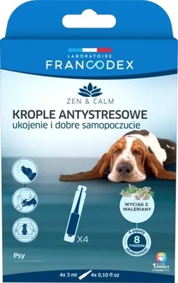 FRANCODEX Krople antystresowe z walerianą dla psów 4 x 3 ml