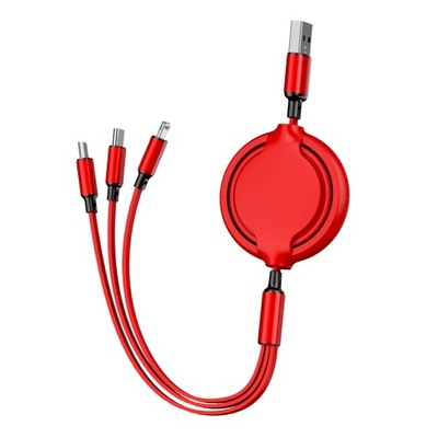 KABEL USB 3W1 ZWIJANY USB-C LIGHTNING MICRO USB TYP C ŁADOWARKA PŁASKI 1M