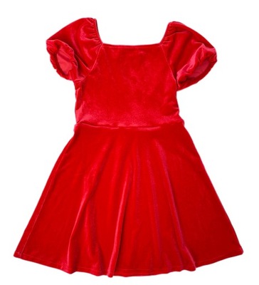 Sukienka Czerwona Rozkloszowana Welurowa KappAhl 134 cm 9 lat