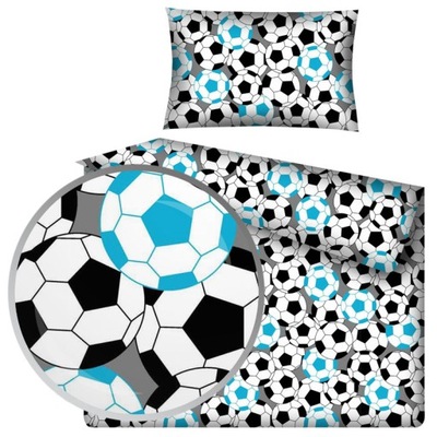 Pościel dziecięca piłkarska piłki niebieskie bawełniana kolorowa 90x120 cm