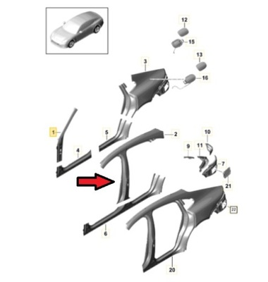 PILAR B DERECHA PORSCHE PANAMERA 971 971809432 YGRV  