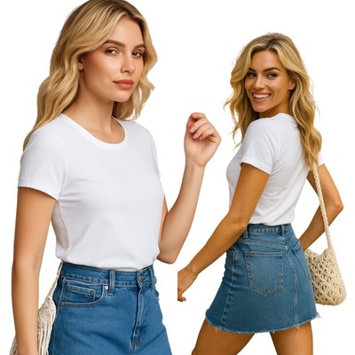 BIAŁY T-SHIRT DAMSKI BASIC | PREMIUM JAKOŚĆ | SZYTY W POLSCE r.XXL