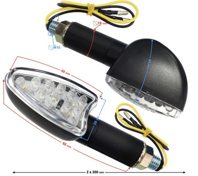 LUCES DIRECCIONALES UNIVERSALES MRT-001, LEDOWE (15 DIOD) CZARNE, (E- MARK)  