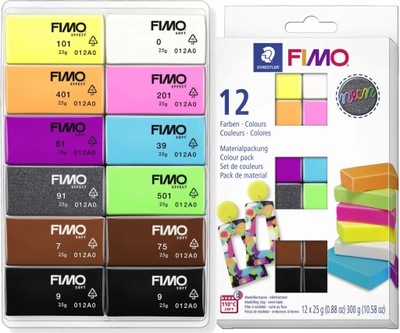 Staedtler Fimo MASA PLASTYCZNA 12 kolorów NEON