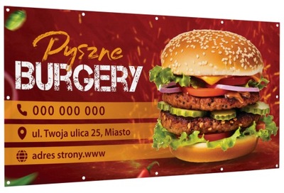 Baner reklamowy burgery 200x100 cm Dane adresowe - reklama burger