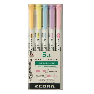 Zakreślacz Zebra Mildliner 5 szt zestaw Gentle