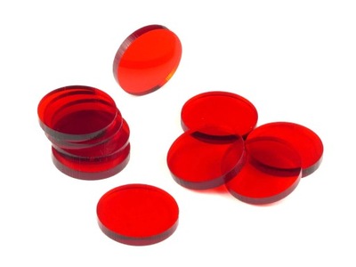Koła, pleksi, czerwone przezroczyste, 22 mm (10)
