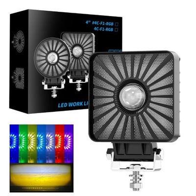 Rgb лампа светодиодная рабочая противотуманная фара 18w rgb функции świecenia dc9-80v квадрат фото №1